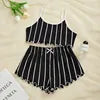 European American Style Thin Sleeveless Tank Top Shorts Two-Piece Loungewear Pajamas