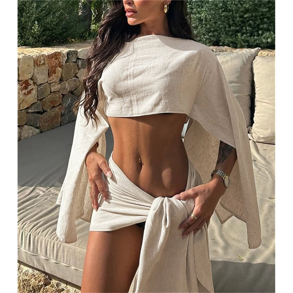 ZHEZHE Women Bandage Skirt Outfits Sexy Slash Neck Sleeveless Crop Top+High Waist Mini Skirts