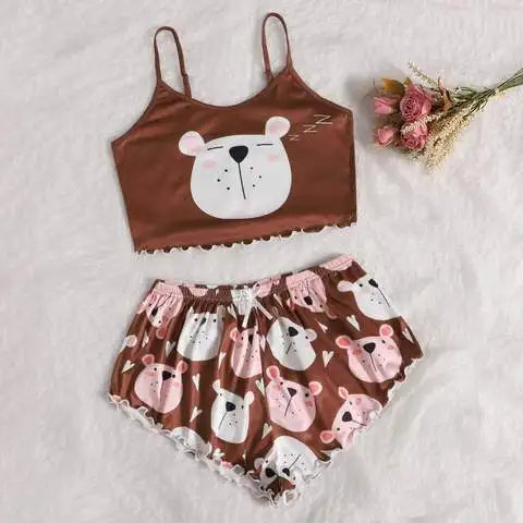 High Quality Two-piece Milk Silk Home Clothes for Women's Summer Sleepwear