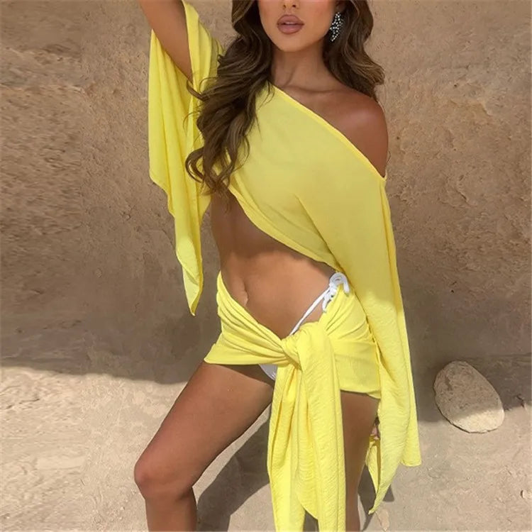ZHEZHE Women Bandage Skirt Outfits Sexy Slash Neck Sleeveless Crop Top+High Waist Mini Skirts