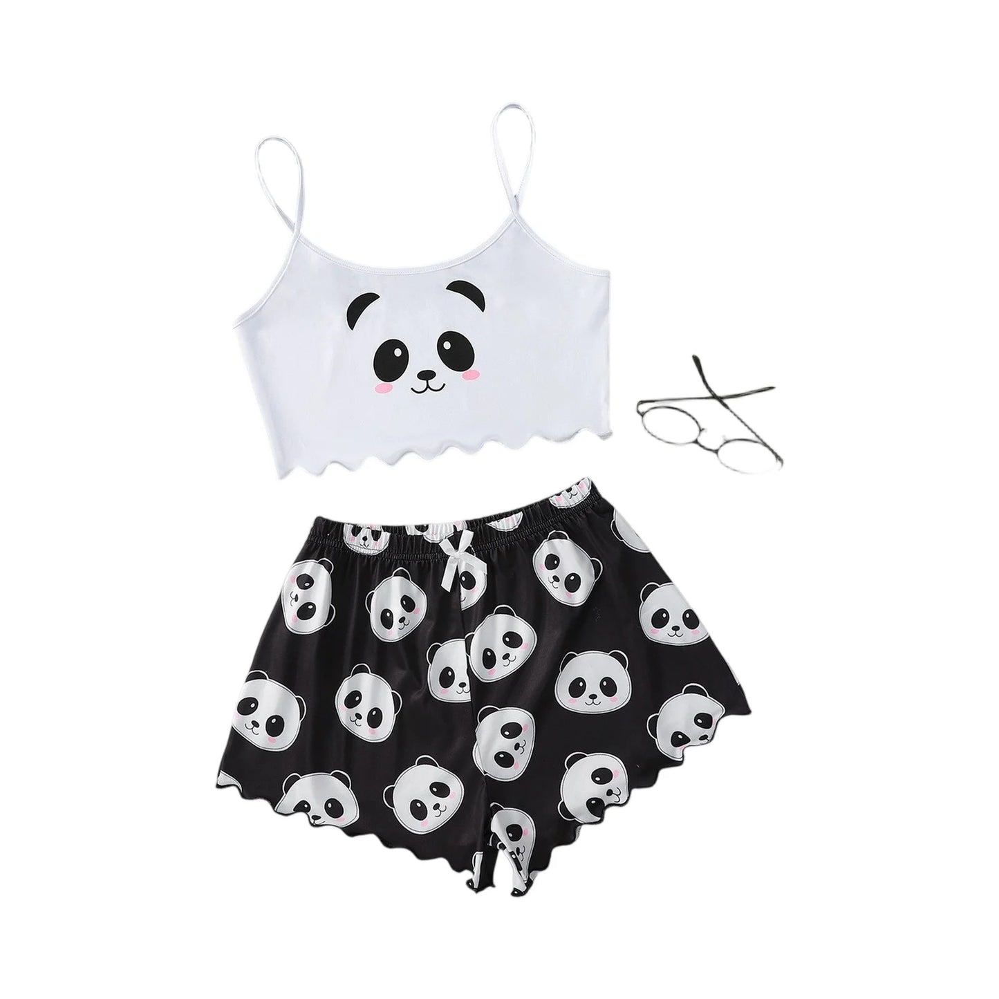Two-Piece Women'S Large Size Sleeveless Pajamas Skull Print Vest Pumpkin Camisole Shorts Home Clothes Student Girls Clothing