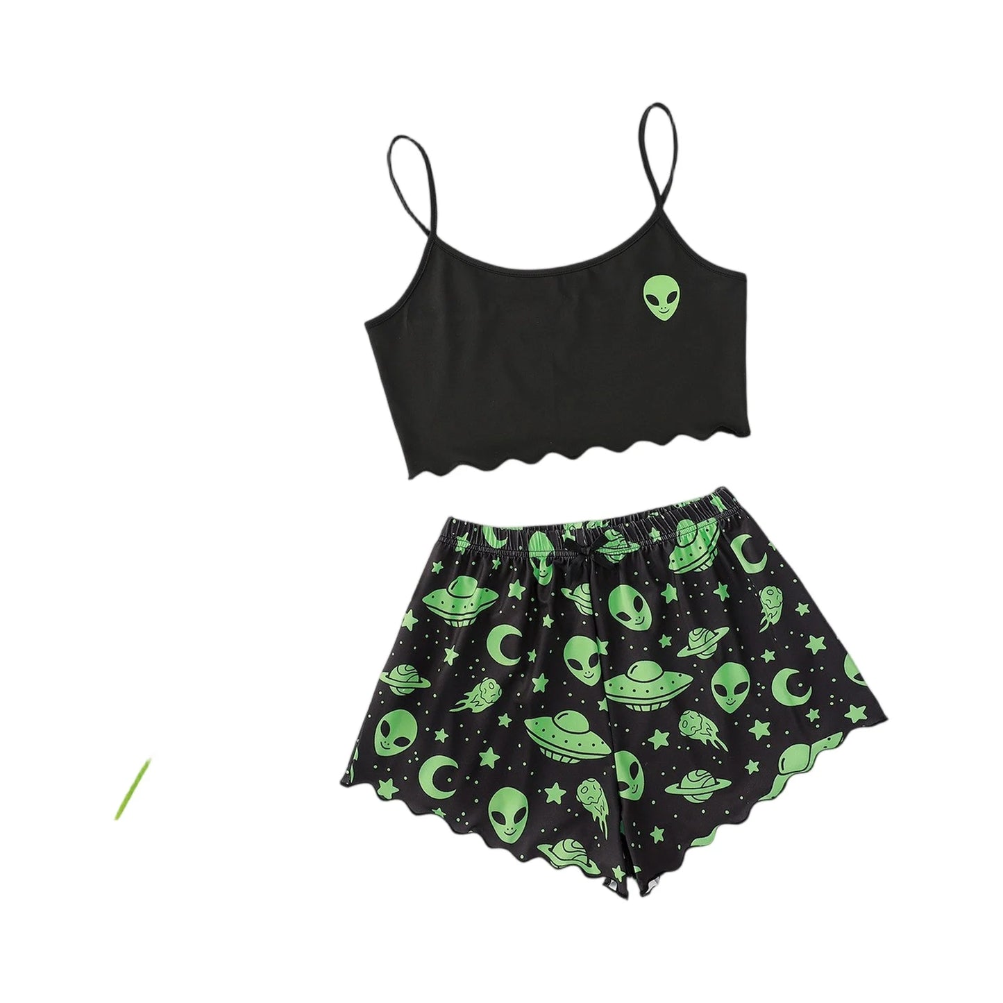 Two-Piece Women'S Large Size Sleeveless Pajamas Skull Print Vest Pumpkin Camisole Shorts Home Clothes Student Girls Clothing