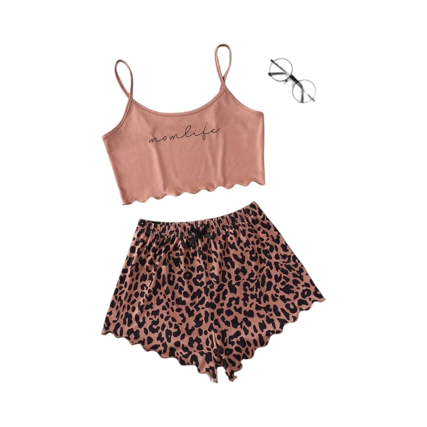 Two-Piece Women'S Large Size Sleeveless Pajamas Skull Print Vest Pumpkin Camisole Shorts Home Clothes Student Girls Clothing