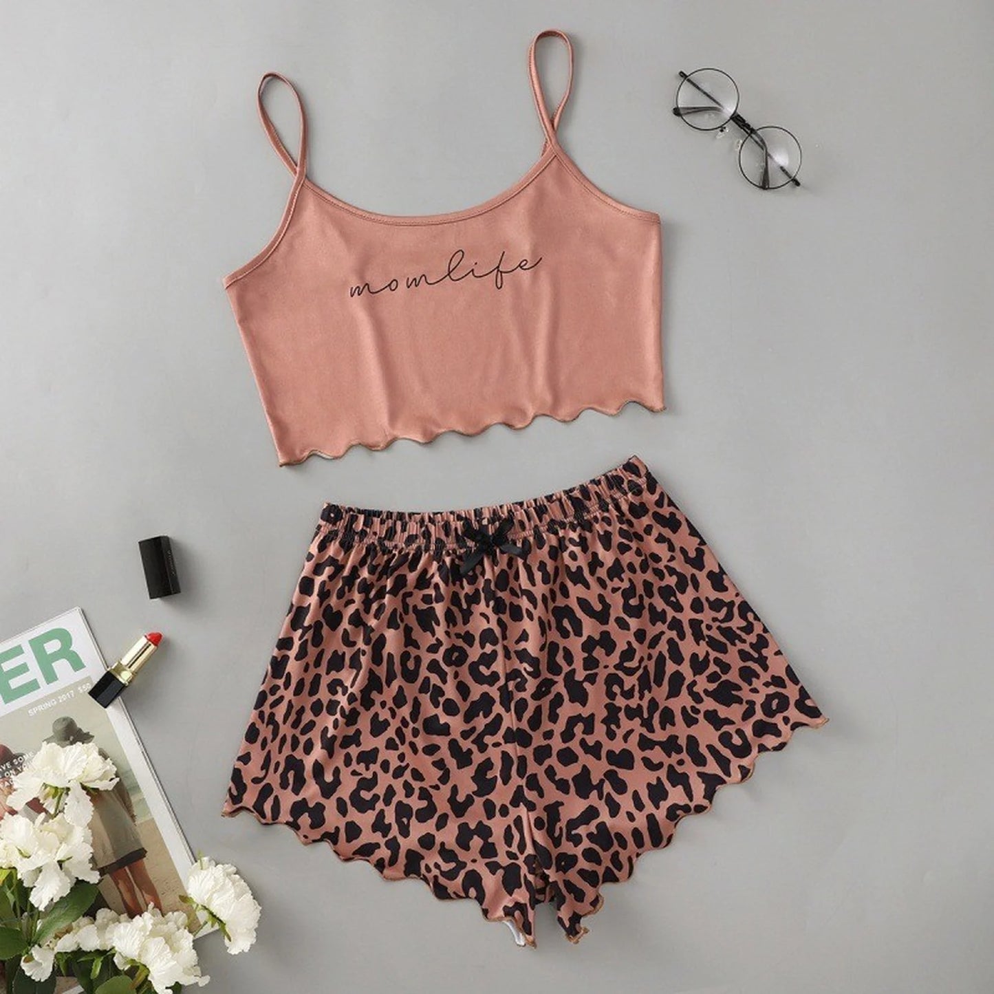 Two-Piece Women'S Large Size Sleeveless Pajamas Skull Print Vest Pumpkin Camisole Shorts Home Clothes Student Girls Clothing